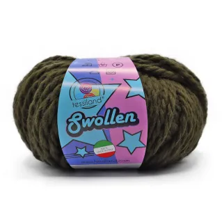 Swollen chunky wool blend yarn ball 100g Military