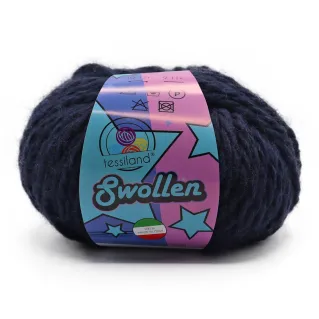 Swollen chunky wool blend yarn ball 100g Navy
