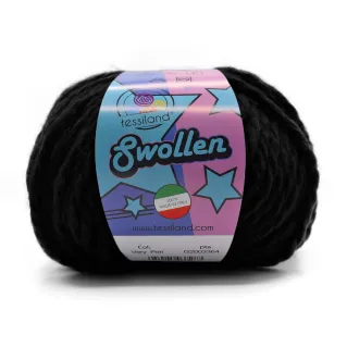 Swollen chunky wool blend yarn ball 100g Black
