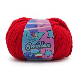 Swollen chunky wool blend yarn ball 100g Red