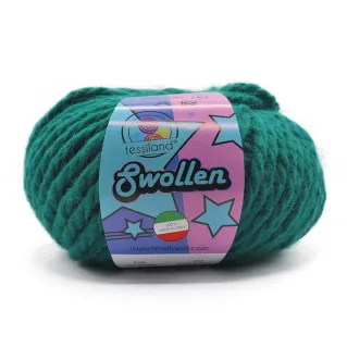 Swollen chunky wool blend yarn ball 100g Smeraldo