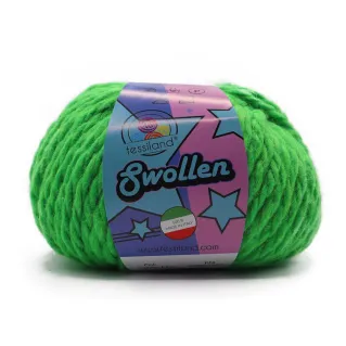 Swollen chunky wool blend yarn ball 100g Verde fluo