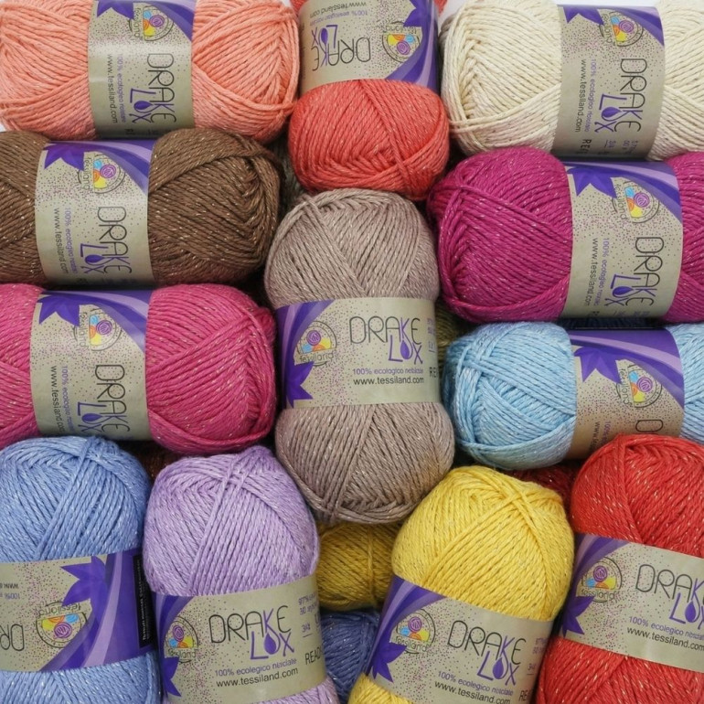 Drakelux cotone ecologico riciclato lurex gomitolo 50g