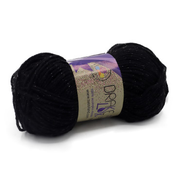 Drakelux cotone ecologico riciclato lurex gomitolo 50g Nero