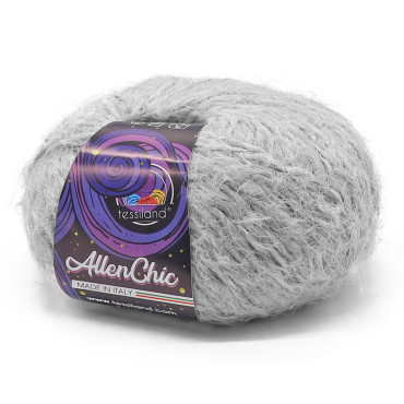 AllenChic misto lana effetto pelliccia con paillettes gomitolo 100g Perla