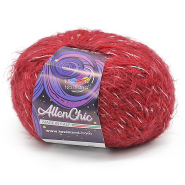 AllenChic misto lana effetto pelliccia con paillettes gomitolo 100g Rosso