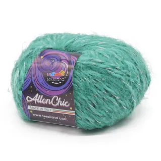 AllenChic wool blend fur-effect with sequins yarn ball 100g Smeraldo
