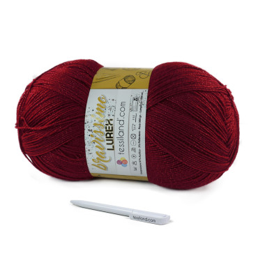 Bravissimo Lurex microfibra de acrílico y lurex ovillo grande 500g Bordeaux