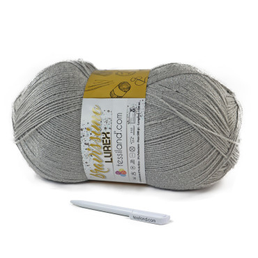 Bravissimo Lurex microfibra de acrílico y lurex ovillo grande 500g Grigio chiaro