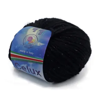 Celux wool blend lurex yarn ball 50g Black