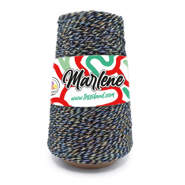 Marlene misto cotone effetto intrecciato luminoso rocca 250g Nero