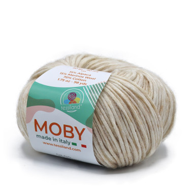 Moby misto alpaca merino cotone soffilo gomitolo 50g Ecrù