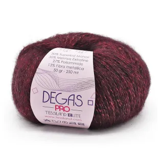 Degas Pro superkid mohair laine lurex pelote 50g Bordeaux