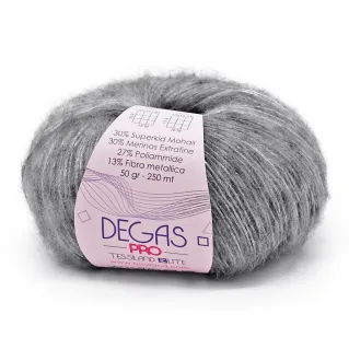 Degas Pro superkid mohair laine lurex pelote 50g Gris