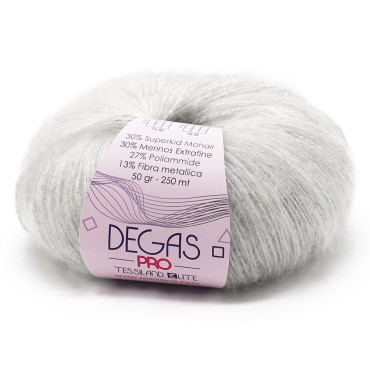 Degas Pro superkid mohair lana lurex gomitolo 50g Perla