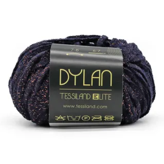 Dylan chenilla mezcla de algodón lurex ovillo 50g Blu rame
