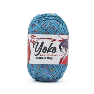 Yoko mélange coton avec paillettes pelote 50g Azzurro