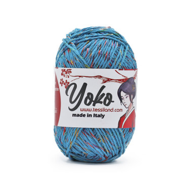 Yoko misto cotone con paillettes gomitolo 50g Azzurro
