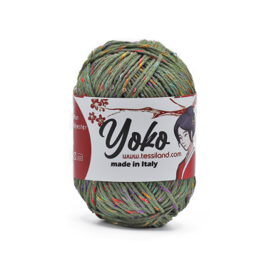 Yoko misto cotone con paillettes gomitolo 50g Militare