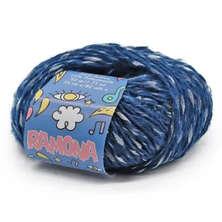 Ramona mohair blend wool with candy insert yarn ball 50g Blu royal