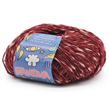 Ramona misto mohair lana inserto caramella gomitolo 50g Bordeaux