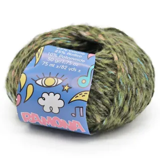 Ramona mezcla mohair lana inserto caramelo ovillo 50g Militar