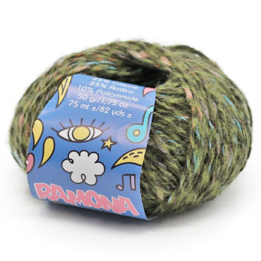 Ramona misto mohair lana inserto caramella gomitolo 50g Militare