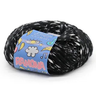 Ramona mohair blend wool with candy insert yarn ball 50g Nero