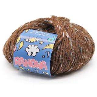Ramona mezcla mohair lana inserto caramelo ovillo 50g Nutella