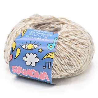 Ramona mezcla mohair lana inserto caramelo ovillo 50g Panna