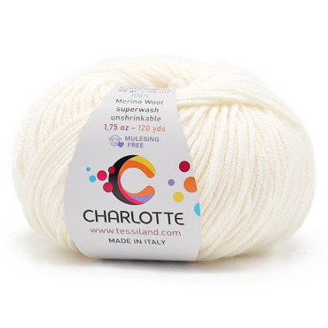 Charlotte lana merinos extrafine gomitolo 50g Panna