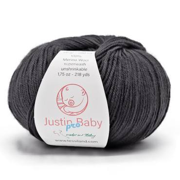 Justin BabyPro lana merinos extrafine gomitolo 50g Antracite