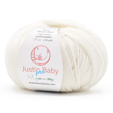 Justin BabyPro lana merinos extrafine gomitolo 50g Bianco