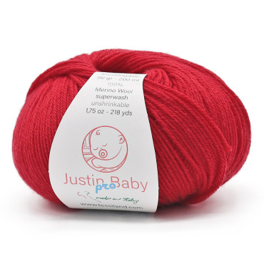 Justin BabyPro lana merinos extrafine gomitolo 50g Ciliegia
