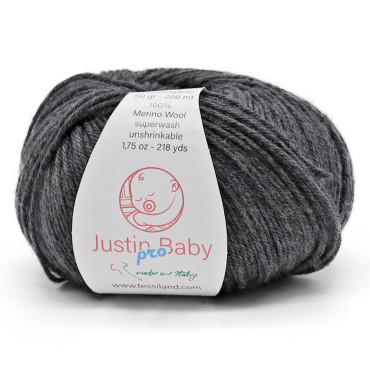 Justin BabyPro lana merinos extrafine gomitolo 50g Grigio