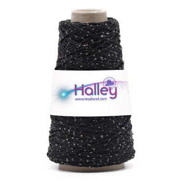 Thai Halley cordino per borse con paillettes Nero