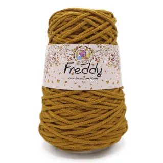 Freddy cordón lanoso circular para bolsos y macramé 200g Senape