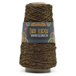 Thai Lurex Originale cordón con lurex para bolsos 200g Coffee oro