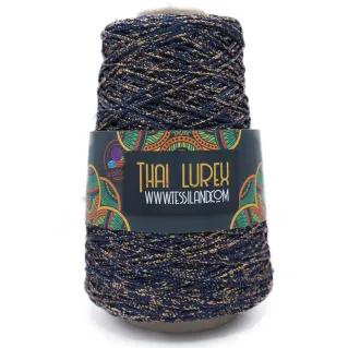 Thai Lurex Originale cordon avec lurex pour sacs 200g Navy oro