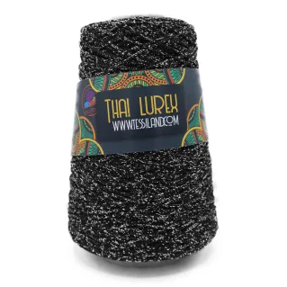 Thai Lurex Originale cordon avec lurex pour sacs 200g Nero argento