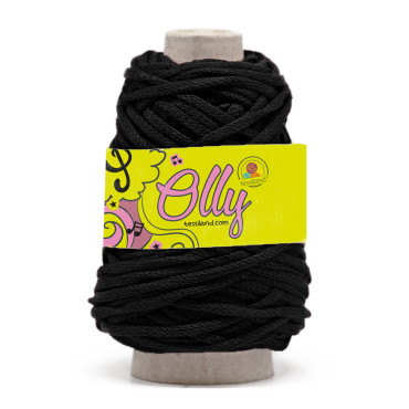 Olly cordino spesso in misto cotone circolare opaco 200g Nero