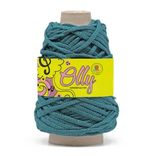 Olly thick matte round cotton-blend cord 200g Petrolio