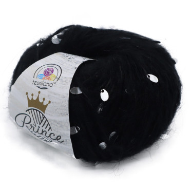 Prince misto mohair con paillettes a goccia gomitolo 50g Nero