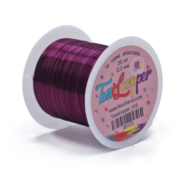 Tessilcopper filo metallico in rame smaltato per bijoux 50mt Prugna 016