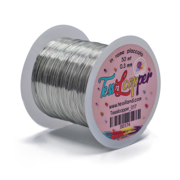 Tessilcopper filo metallico in rame smaltato per bijoux 50mt Argento 017