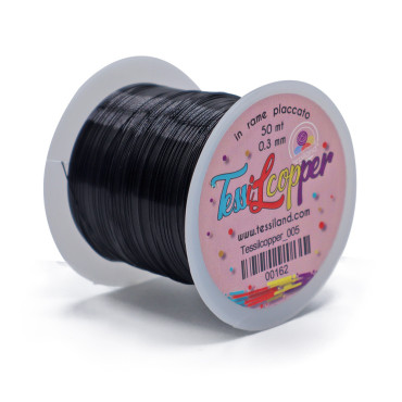 Tessilcopper filo metallico in rame smaltato per bijoux 50mt Nero 005