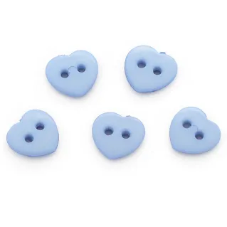Boutons Cœur 2 trous 5pcs Azzurro