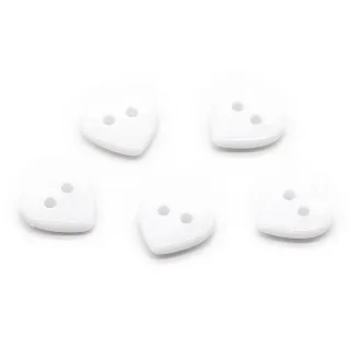 Bottoni Cuore 2 fori 5pz Bianco