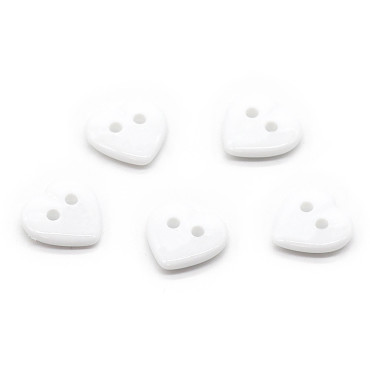 Bottoni Cuore 2 fori 5pz Bianco