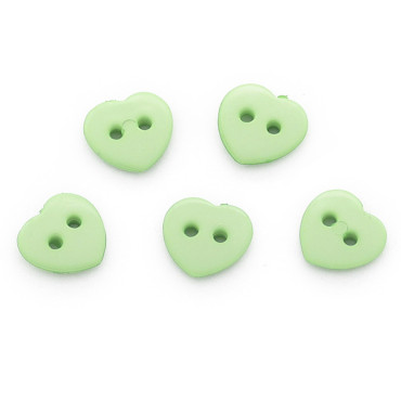 Bottoni Cuore 2 fori 5pz Verde
